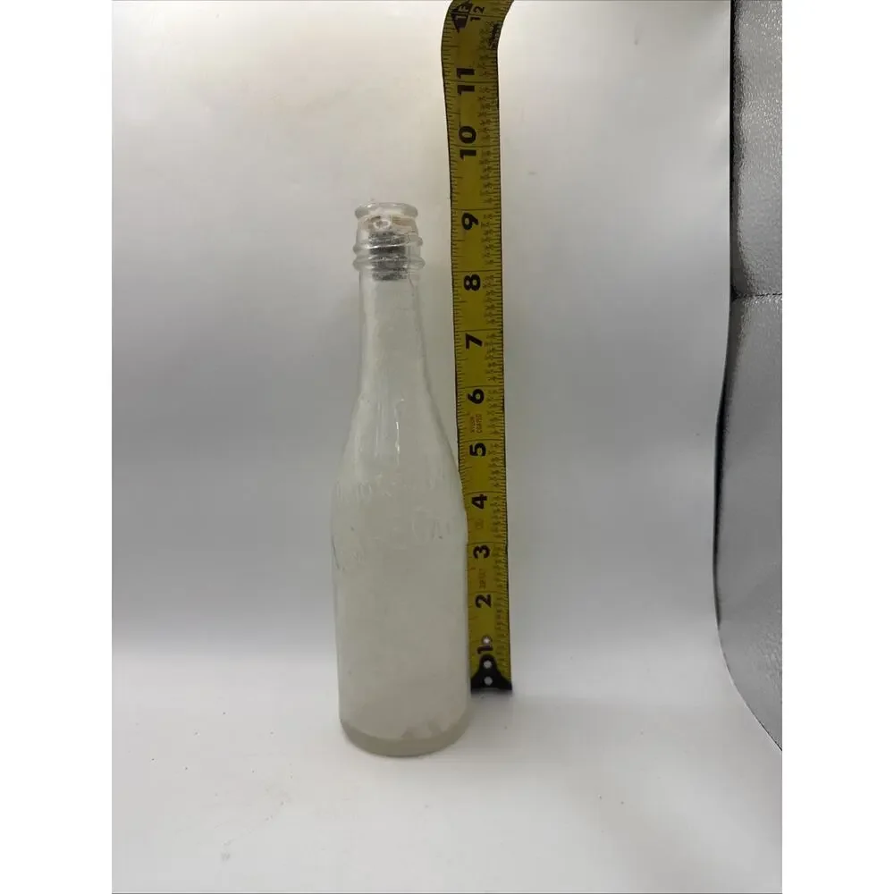 Vintage Embossed Soda Bottle Clear Glass Bottling Co Crown Top Advertising